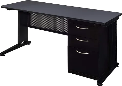 Miniatura 12 de Regency Fusion - Escritorio para profesores de 48 x 24 pulgadas con unidad de cajón de pedestal individual, color cereza