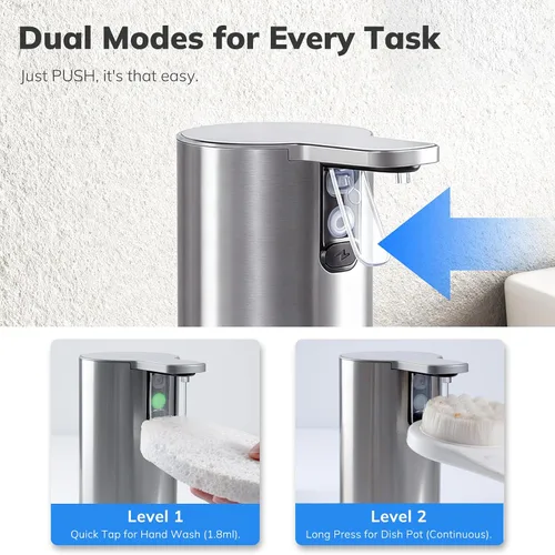 Miniatura 4 de Umimile Dispensador eléctrico de jabón para platos para cocina y baño, dispensador de jabón líquido de manos de 2 modos, 11.8 onzas recargable