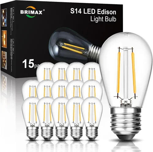 Miniatura 9 de BRIMAX Paquete de 6 bombillas LED de 2 W, equivalentes a 15 W-20 W, bombillas de repuesto pequeñas S14 de bajo vatio para cadena de luces al aire