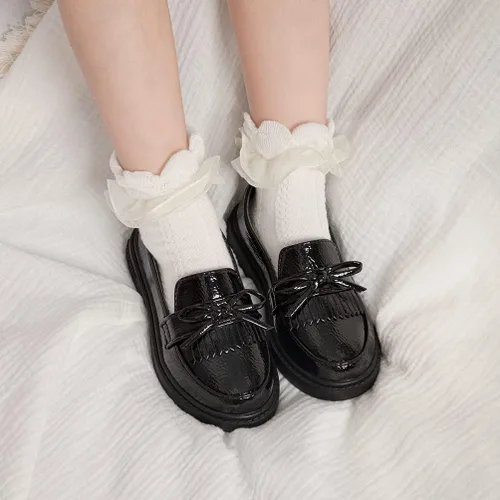 Miniatura 20 de KIDSUN Zapatos de vestir para niño y niña, cómodos zapatos Oxford con cordones para uniforme escolar, mocasines planos (bebé/niño pequeño) E-negro