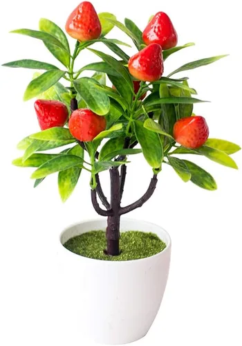 Miniatura 8 de Decoración de escritorio, árbol frutal artificial en maceta, planta falsa decorativa para oficina, decoración del hogar, accesorios de fotografía