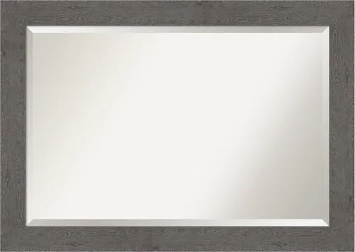 Miniatura 33 de Amanti Art Espejo de baño gris para sobre el fregadero, espejo rectangular gris rústico de corteza de 25 x 21 pulgadas, marco rústico de campo