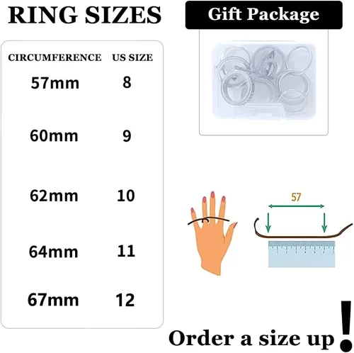 Miniatura 6 de Black Stainless Steel Rings for Men 6pcs Mens Rings Band Fidget Ring Cool Spinner Rings for Men