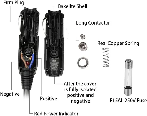 Miniatura 2 de Enchufe de encendedor de cigarrillos de 12 V con cables, conector macho resistente de 12 voltios, fuente de alimentación de 15 y 20 amperios