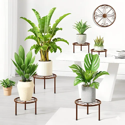 Miniatura 2 de Paquete de 5 soportes decentes para plantas de metal, soportes resistentes para macetas de flores para múltiples plantas, estante para macetas