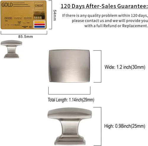 Miniatura 5 de Amerdeco 10-Pack Brushed Satin Nickel Cabinet Knobs & Pulls - 1-1/8 Inch Single Hole Square Drawer Handles for Bathroom Cabinets ZH0011