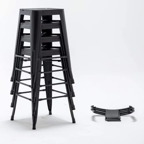 Miniatura 5 de Aklaus Taburetes de bar de metal de 30 pulgadas con respaldo, taburetes de bar resistentes, taburetes de barra de altura de barra, sillas de bar