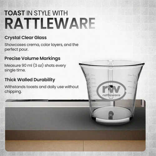 Miniatura 2 de Rattleware Jarra de vaso espresso – Taza medidora auténtica de doble boquilla con graduaciones en ml y onzas, alto volumen, grado comercial