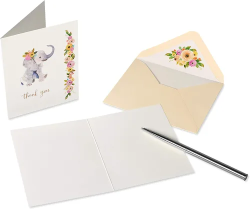 Miniatura 3 de Papyrus Tarjetas de agradecimiento para bebés con sobres, elefante y jirafa (20 unidades)