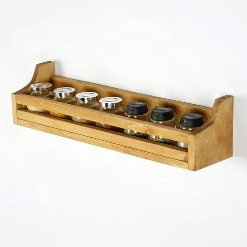 Miniatura 4 de Svenion Estante de madera para tarros de especias, estante flotante de repisa, estante organizador de gabinete de cocina (cereza)