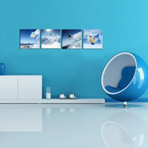 Miniatura 3 de LevvArts Lienzo decorativo para pared, diseño de paisaje de montaña de nieve, lienzo impreso con marco y fácil de colgar, arte moderno