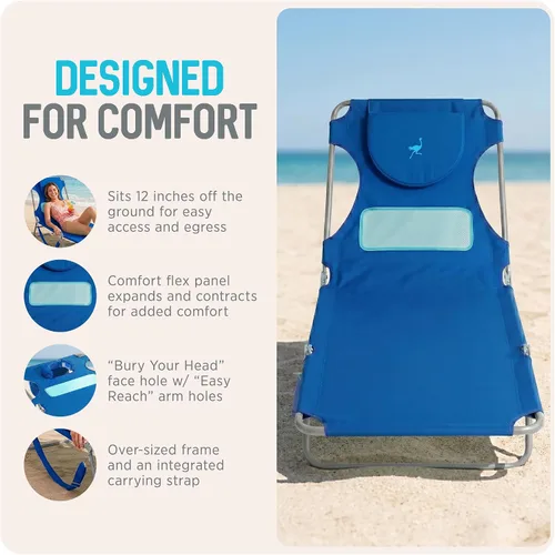 Miniatura 6 de Silla plegable Ostrich para damas, tumbona de playa, camping, piscina, bronceado, color aqua