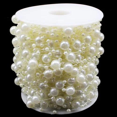 Miniatura 8 de Guirnalda de Cuentas para Árbol de Navidad de 99 Pies, Hebra de Perlas Artificiales de 3-8mm, Cadena de Cuentas para Manualidades DIY, Bodas