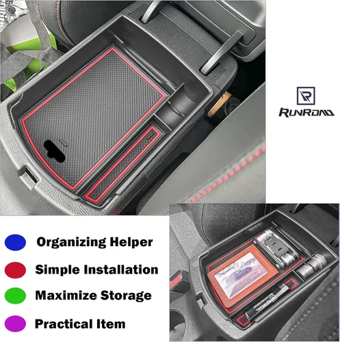 Miniatura 6 de RUNROAD Organizador de consola central compatible con accesorios Kia Soul 2020 2021 2022 2023 2024 2025, bandeja de inserción de reposabrazos