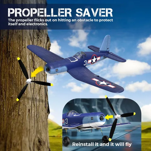 Miniatura 4 de VOLANTEX F4U Corsair 4 canales - Avión de control remoto con 3 modos de vuelo y estabilización XPilot, avión RC 2.4G para adultos principiantes