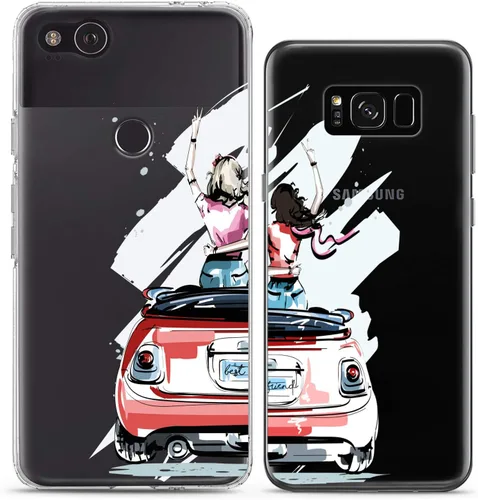 Miniatura 6 de Fundas a juego para parejas compatibles con iPhone 16 15 14 13 12 11 Pro Max Mini Xs X 6s 8 Plus 7+ Xr 10 SE 5 Best Friend Girly Traveling - Funda