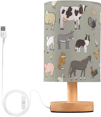 Miniatura 33 de Bedside Table Lamp Cute Highland Cow Animal Nightstand Lamp with Wood Desk Lamps for Bedroom Living Room Nursery Office Home Decor