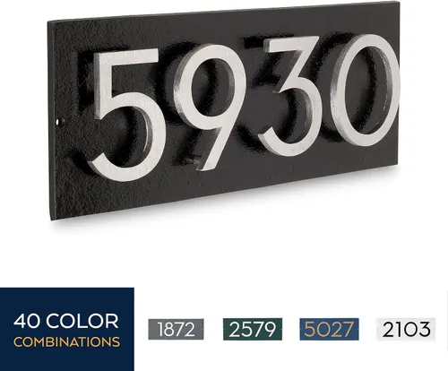 Miniatura 5 de Montague Metal Products Placa de dirección horizontal de 6 pulgadas flotante con números de casa, aluminio, fácil de instalar, horizontal, 4 dígitos