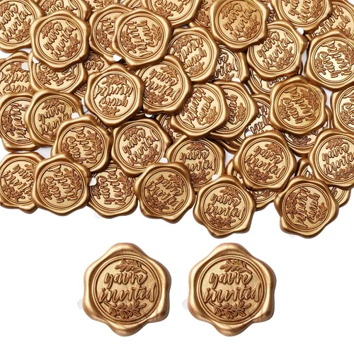 Yoption Estás Invitado Pegatinas de Sello de Cera - Paquete de 100 Sellos para Sobres - Pegatinas Autoadhesivas de Oro para Boda, Fiesta, Navidad