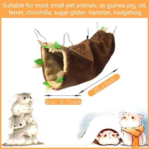 Miniatura 3 de Leftstarer Juego de hamaca y túnel para mascotas, cachemira suave para mascotas pequeñas, adecuado para conejillos de indias, ratas, hurones, 4.