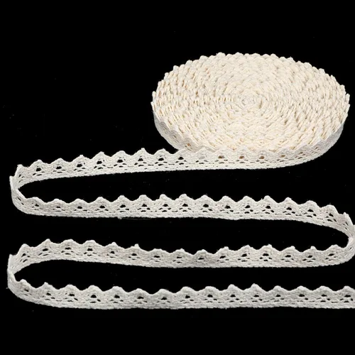 Nogeqi Cinta de encaje de algodón vintage de 11 yardas, ribete de encaje de algodón de ganchillo para coser decoración de boda, ribete de costura