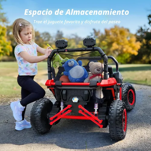 Miniatura 7 de Hikiddo Vehículo UTV de 2 plazas, auto de juguete para niños grandes con control remoto, 2WD/4WD conmutable, 4 motores de 200 W, rojo oscuro