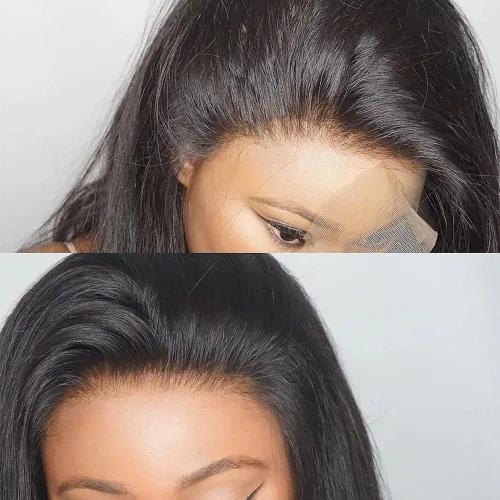 Miniatura 6 de 13x4 de oreja a oreja cierre frontal de encaje transparente HD cabello humano con nudos de cabello de bebé, 100% virgen Remy, cierre frontal