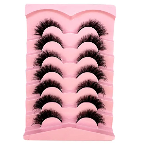 Miniatura 3 de 7 pares de pestañas media segmentadas manga pestañas 3D de banda transparente, aspecto natural, pestañas de visón finas, pestañas esponjosas de ojo
