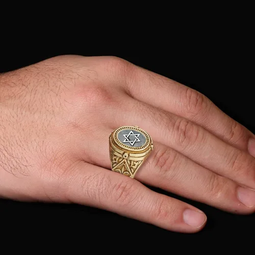 Miniatura 6 de Anillo Escudo de David, Anillo de plata de estrella de David, Anillo de estrella hebrea personalizado, Anillo de declaración judía hecho a mano