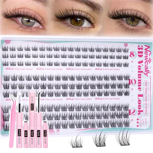 Miniatura 10 de Extensiones de pestañas en racimo naturales, pestañas individuales onduladas, 10-16 mm, para colocar en casa, extensiones de pestañas en racimo