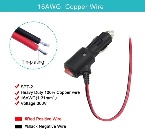 Miniatura 3 de SPARKING - Enchufe macho de repuesto para encendedor de cigarrillos de 12 V con interruptor de encendido y apagado - 1 pie, enchufe macho de 12 V