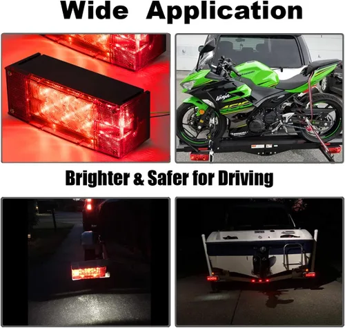 Miniatura 3 de CZC AUTO Exclusivo 12V LED de perfil bajo, kit de luz de remolque rectangular sumergible, luces de cola, parada, giro y marcha para remolque