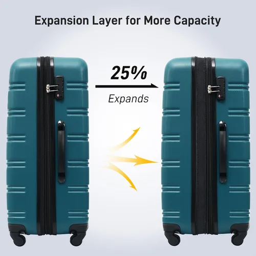Miniatura 390 de Merax Juegos de equipaje de mano en maleta aprobada por aerolíneas, estuche rígido con ruedas giratorias expandibles, Negro