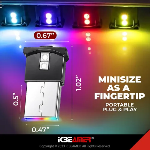 Miniatura 5 de ICBEAMER Smart USB 1-Paquete (Azul) Luz de Noche LED Automática Plug-in Miniatura para Coche, Van, Pickup, Camión, Interior, Maletero, Iluminación
