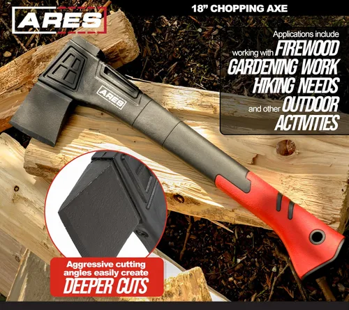 Miniatura 3 de ARES 45005 – Hacha de corte de 18 pulgadas – Construcción ligera de mango de fibra de vidrio – Cabeza de hoja de acero de alto carbono – Jardinería