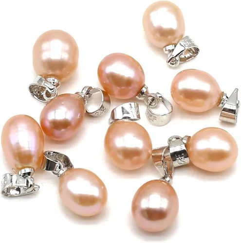 Miniatura 8 de LE SKY 10 colgantes de perlas naturales, forma de arroz, cultivadas AAA, de agua dulce, de color mixto, perlas colgantes para fabricación de joyas