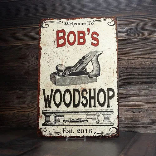 Miniatura 5 de Letrero de metal personalizado para carpintería de hombre, diseño de cueva, para papá, para carpintería, decoración del hogar, regalo, 8 x 12, metal