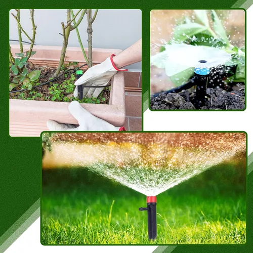 Miniatura 3 de Hortsun 200 emisores de riego por goteo de 5.2 pulgadas, emisores de goteo de ventilador para tubos de riego por goteo de 1/4 de pulgada, 360 grados