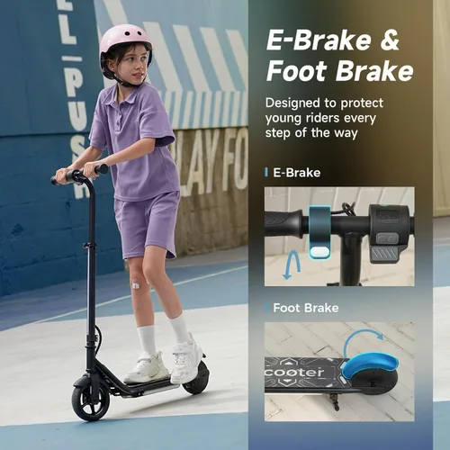 Miniatura 6 de Electric Scooter for Kids Ages 6-12, 150W Motor, Simple One-Button Control, 2 Safe Speeds (6/10 MPH), K2 Pro for 3 Speeds, Colorful Lights, Magnetic