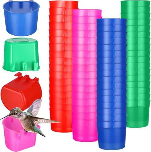 100 tazas en jaula para pollo, 8 onzas, cuenco colgante de agua para pájaros, jaula de conejo, plato de alimentación de aves de corral, mascotas,