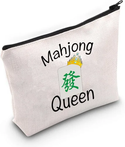 JXGZSO Mahjong Queen Lucky Bag Game Tiles Travel Storage Mahjong Juego de mesa con cremallera, regalo para los amantes de Mahjong, Reina de Mahjong,