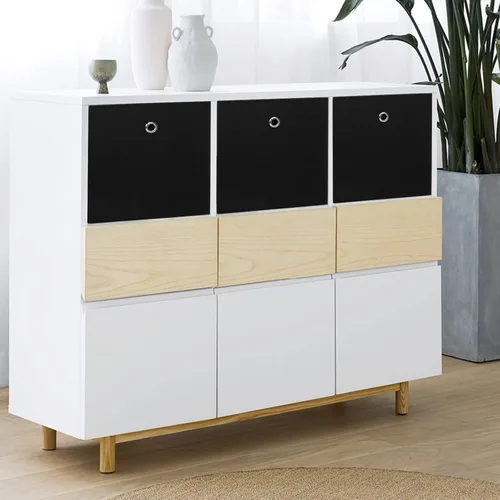 Miniatura 4 de Cubos de Almacenamiento Plegables Negros Contenedores, Cubos de Almacenamiento de Tela de 11 Pulgadas, Cajas de Almacenamiento de Tela, Cubos