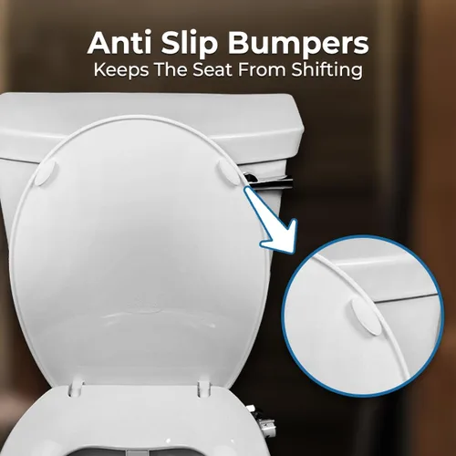 Miniatura 3 de GenieBidet Asiento de inodoro con bidé lateral izquierdo alargado, boquillas dobles con adaptador en T y botella, presión de agua ajustable y Lado