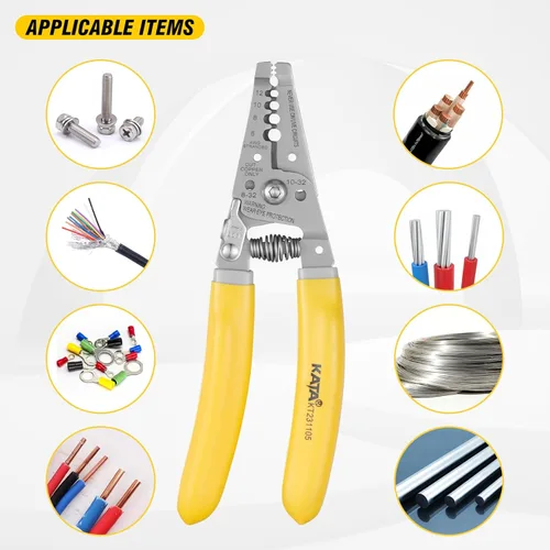 Miniatura 6 de KATA Pelacables de 7 pulgadas, cortador de alambre, herramienta de pelado/corte para alambre trenzado de 6-12 AWG y corte de 8-32 tornillos