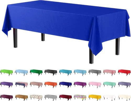 Miniatura 16 de Party Solids Paquete de 4 manteles de plástico color azul aguamarina, 54 x 108 pulgadas, mantel desechable para fiestas y pícnics