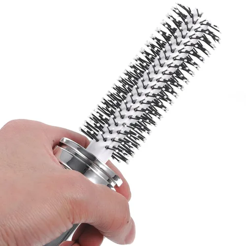 Miniatura 5 de Mini cepillo de peinado retráctil de cerdas redondas de secado por soplado y desenredado para el cabello, blanco