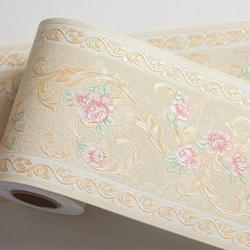 Miniatura 10 de AbaBoorty Borde de Papel Pintado Floral Verde Decor 196"X4.1" De Despegar y Pegar Borde de Pared Impermeable Azulejos Adhesivos Pegatinas de Papel