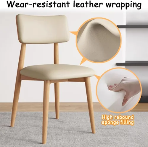 Miniatura 6 de YVYKFZD Solid Wood Dining Chairs, Kitchen Chairs Set with Curved Backrest, Leather Upholstered Dining Room Chair, Armless Living Room Chair, for
