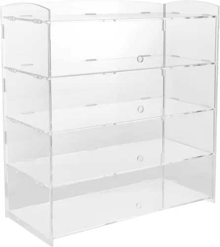 Vitrina de acrílico transparente de 4 niveles, vitrina de panadería, pastelería, estante de exhibición de donas, pastelería, exhibición al por