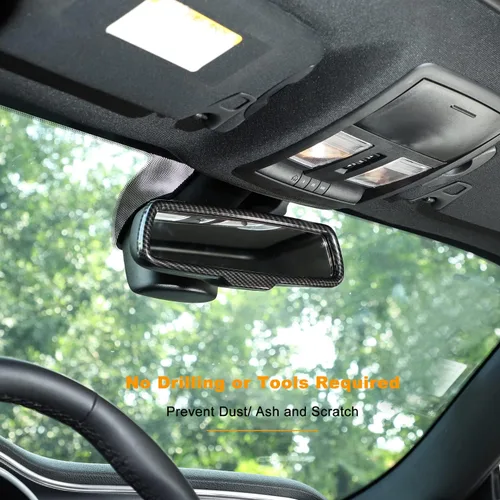 Miniatura 7 de RAZPOY Cubierta de espejo retrovisor interior para Dodge Challenger 2015-2024 y Charger Durango 2011-2024 y Ram 2010-2017, fibra de carbono